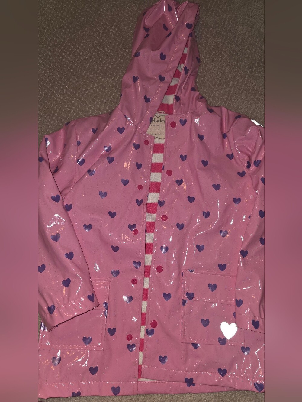 Hatley Pink Heart Kids Raincoat